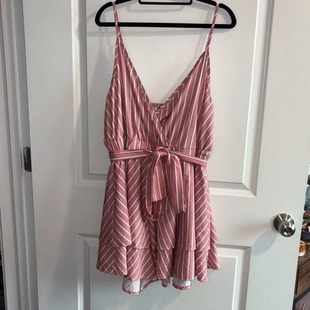Pink Striped Sleeveless Dress